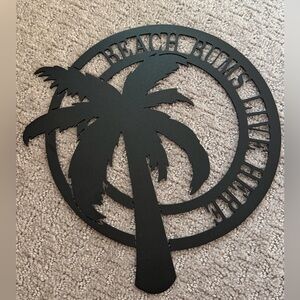 Black Palm Tree Beach Wall Decor - Coastal Metal Sign